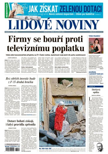 Obálka e-magazínu Lidové noviny 11.9.2023