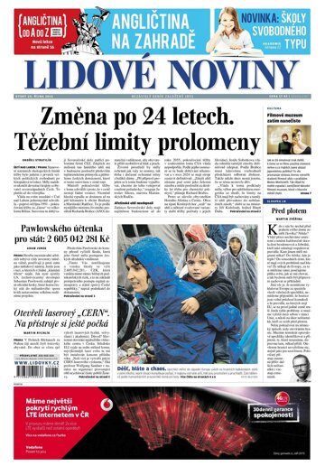 Obálka e-magazínu Lidové noviny 20.10.2015