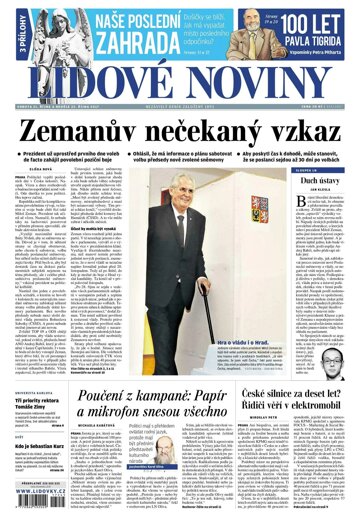 Obálka e-magazínu Lidové noviny 21.10.2017