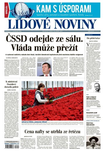 Obálka e-magazínu Lidové noviny 22.11.2018