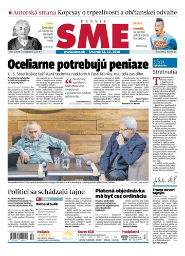 Obálka e-magazínu SME 13.12.2016