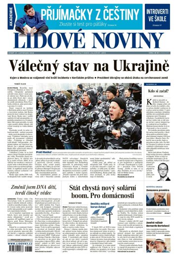 Obálka e-magazínu Lidové noviny 27.11.2018