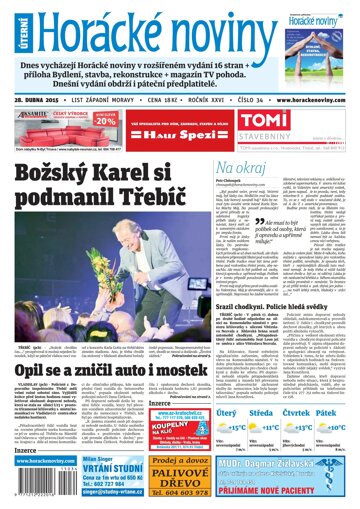 Obálka e-magazínu Horácké Noviny úterý 28.4.2015 č. 34