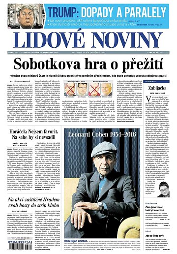 Obálka e-magazínu Lidové noviny 12.11.2016