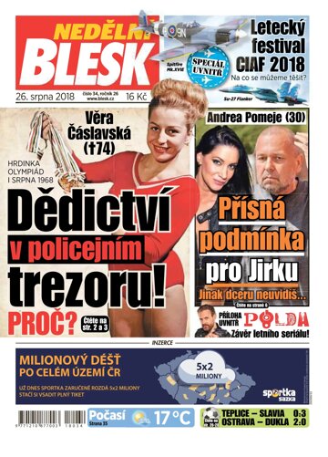 Obálka e-magazínu Nedělní Blesk 26.8.2018