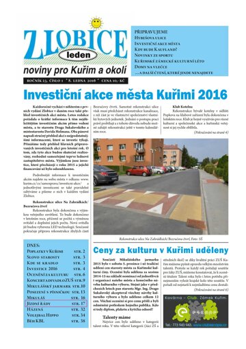 Obálka e-magazínu Zlobice – noviny pro Kuřim a okolí 1/2016