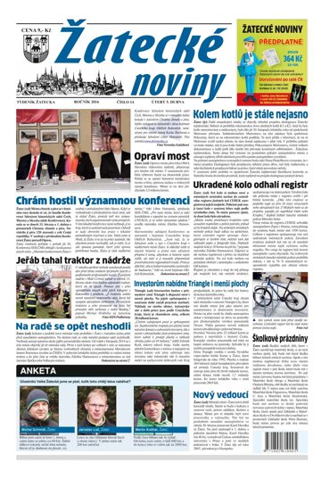 Obálka e-magazínu Žatecké noviny 14/2016