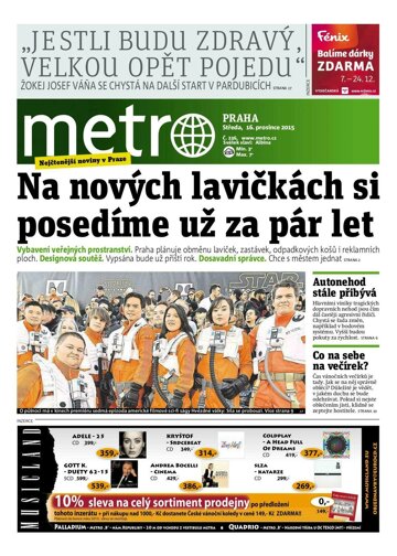 Obálka e-magazínu deník METRO 16.12.2015