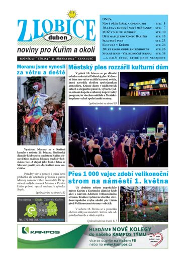 Obálka e-magazínu Zlobice – noviny pro Kuřim a okolí 4/2023