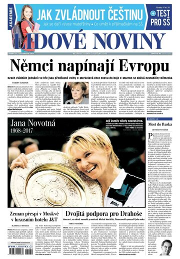 Obálka e-magazínu Lidové noviny 21.11.2017