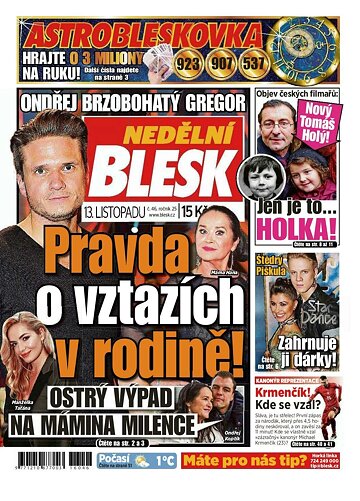 Obálka e-magazínu Nedělní Blesk 13.11.2016