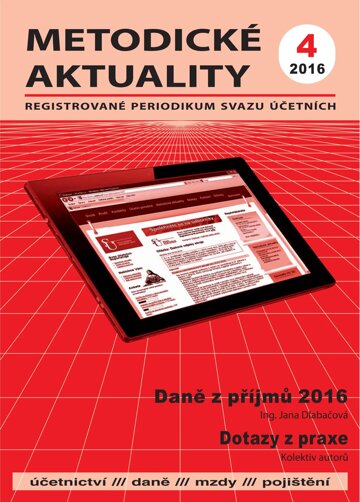 Obálka e-magazínu Metodické aktuality Svazu účetních 4/2016