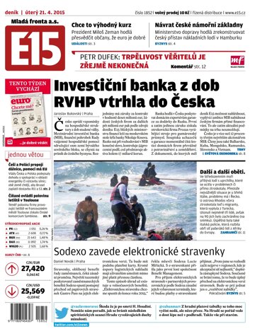 Obálka e-magazínu E15 21.4.2015