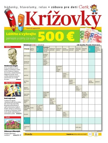 Obálka e-magazínu Krížovky 28. 8. 2015