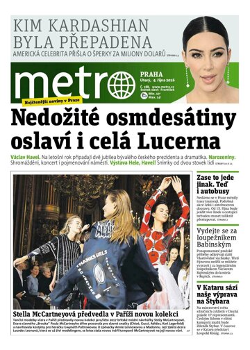 Obálka e-magazínu deník METRO 4.10.2016