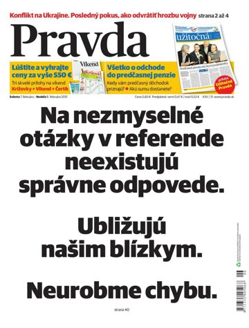 Obálka e-magazínu Pravda 7. 2. 2015