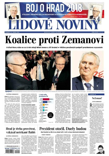 Obálka e-magazínu Lidové noviny 15.1.2018