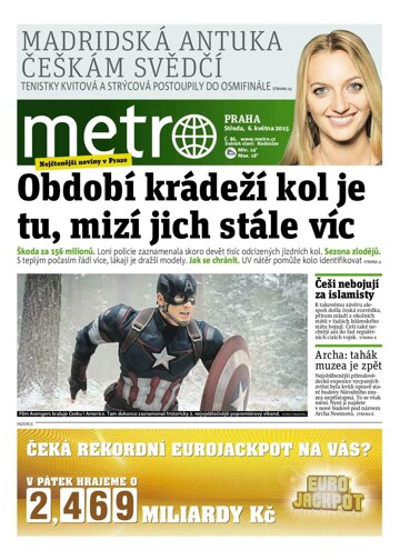 Obálka e-magazínu deník METRO 6.5.2015