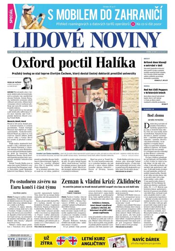 Obálka e-magazínu Lidové noviny 23.6.2016