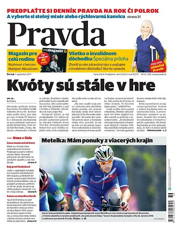 Obálka e-magazínu Pravda 7. 9. 2017