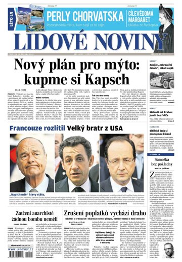 Obálka e-magazínu Lidové noviny 25.6.2015