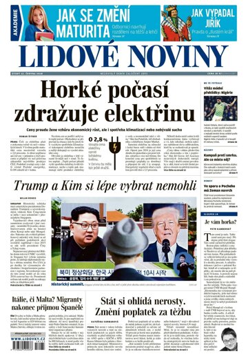 Obálka e-magazínu Lidové noviny 12.6.2018