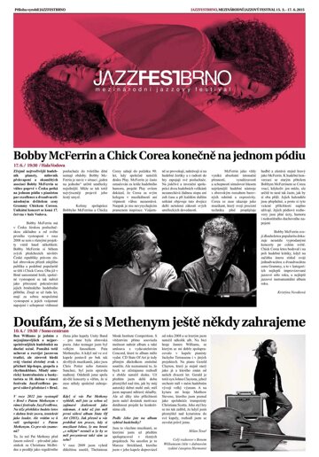 Obálka e-magazínu Hospodářské noviny - příloha 047 - 9.3.2015 JAZZFESTBRNO