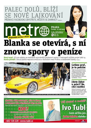 Obálka e-magazínu deník METRO 17.9.2015