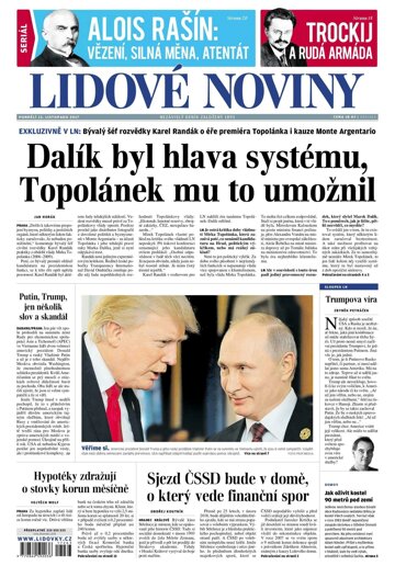 Obálka e-magazínu Lidové noviny 13.11.2017