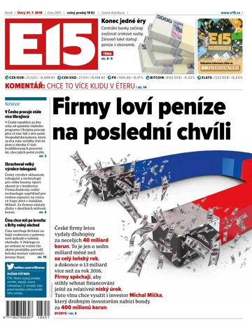 Obálka e-magazínu E15 31.7.2018