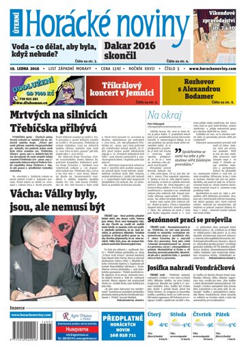 Obálka e-magazínu Horácké Noviny Úterý 19.1.2016 č. 005