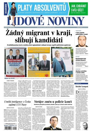 Obálka e-magazínu Lidové noviny 20.9.2016