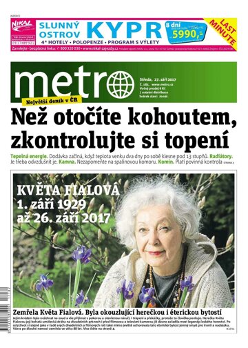 Obálka e-magazínu deník METRO 27.9.2017