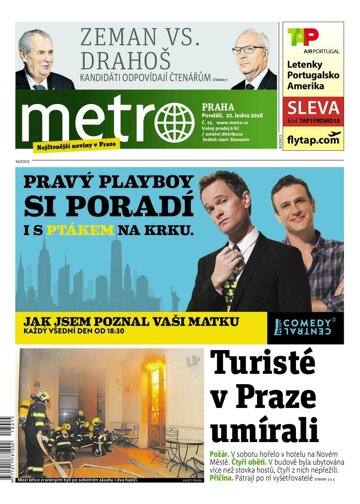 Obálka e-magazínu deník METRO 22.1.2018