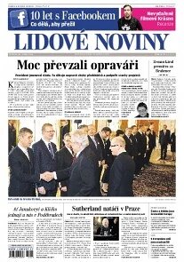 Obálka e-magazínu Lidové noviny 30.1.2014