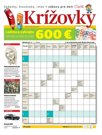 Obálka e-magazínu Krížovky 19.12.2015