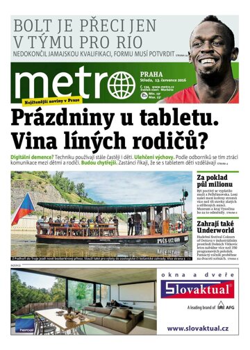 Obálka e-magazínu deník METRO 13.7.2016