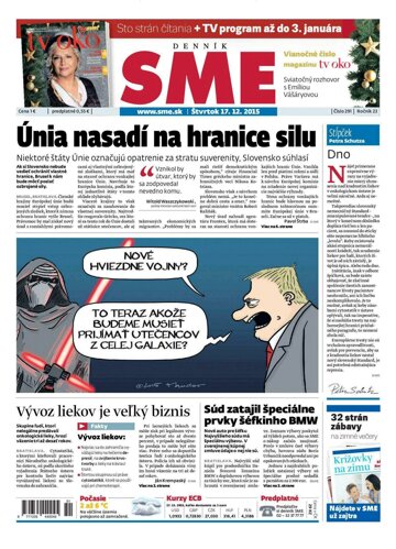 Obálka e-magazínu SME 17.12.2015