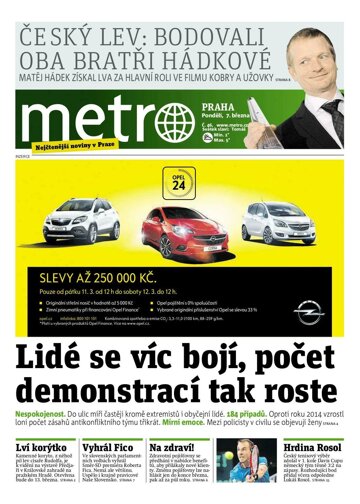 Obálka e-magazínu deník METRO 7.3.2016