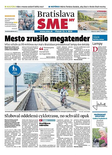 Obálka e-magazínu SME MY Bratislava 23/3/2018