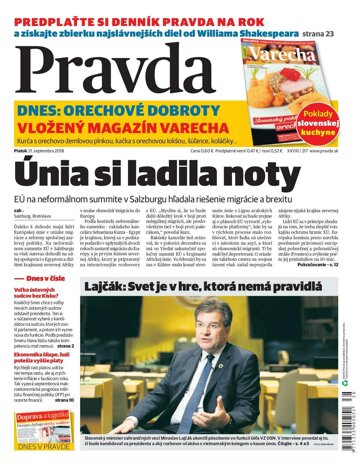 Obálka e-magazínu Pravda 21. 9. 2018