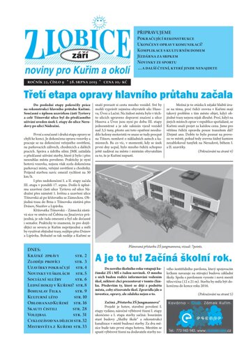 Obálka e-magazínu Zlobice – noviny pro Kuřim a okolí 9/2015