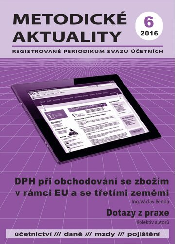 Obálka e-magazínu Metodické aktuality Svazu účetních 6/2016