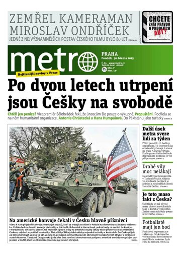 Obálka e-magazínu deník METRO 30.3.2015