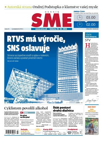 Obálka e-magazínu SME 29.10.2016