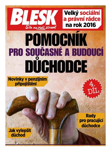 Obálka e-magazínu Příloha Blesk Pomocník pro současné a budoucí důchodce 15.2.2016