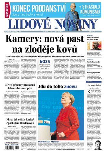 Obálka e-magazínu Lidové noviny 21.11.2016