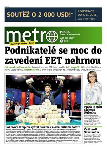 Obálka e-magazínu deník METRO 3.11.2016