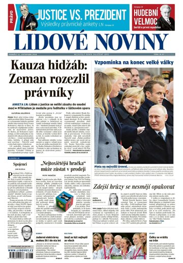 Obálka e-magazínu Lidové noviny 12.11.2018