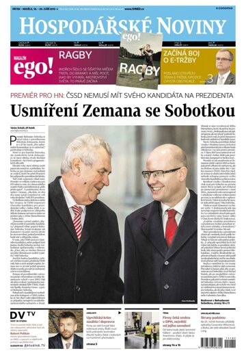 Obálka e-magazínu Hospodářské noviny 182 - 18.9.2015